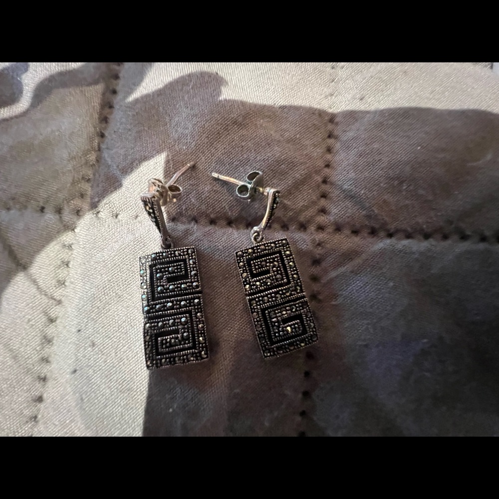 Silver earrings from Greece.